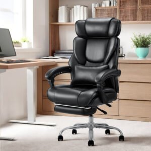 Ergonomic Thick-Padded Executive Office Chair With Footrest