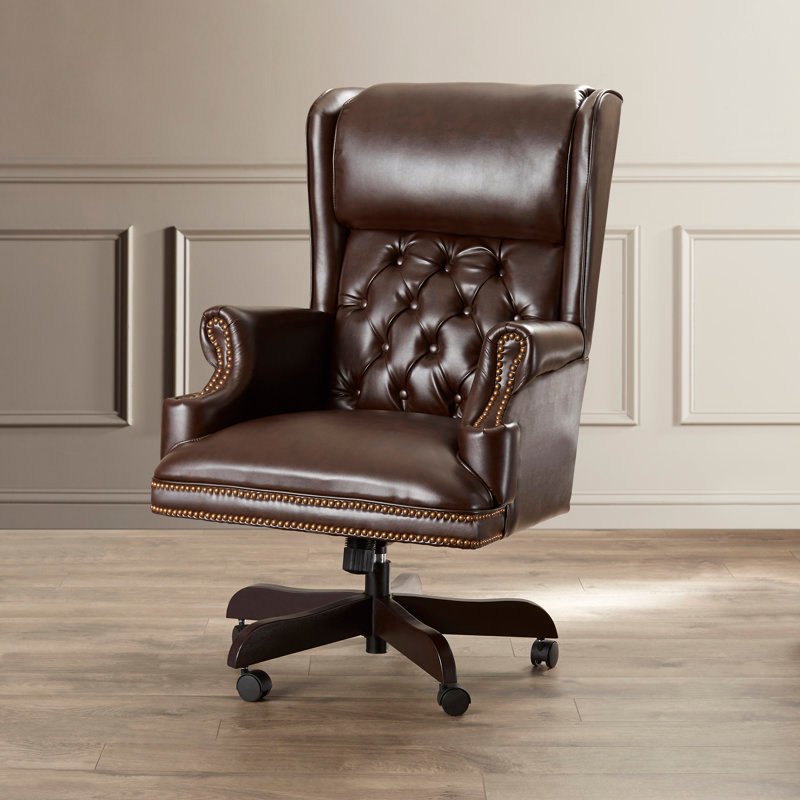 High Back Traditional Tufted LeatherSoft Executive Swivel Ergonomic Office Chair